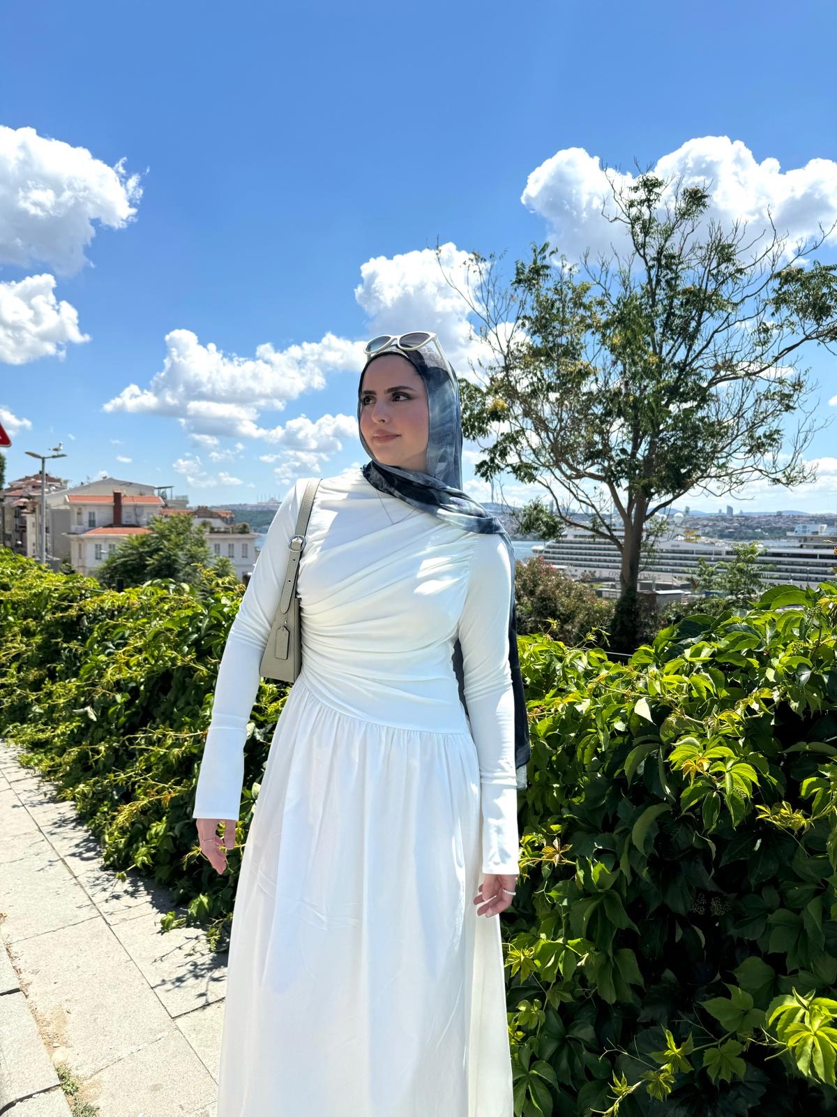 White Asymmetric Draped Dress- Final Sale