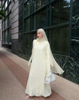 Butter Yellow Tie Neck Maxi Dress