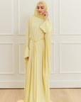 Butter Yellow Draped Hardware Kaftan