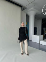Load image into Gallery viewer, Black Draped Rose Tunic- Final Sale
