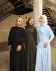 Baby Blue Batwing Jersey Maxi Dress