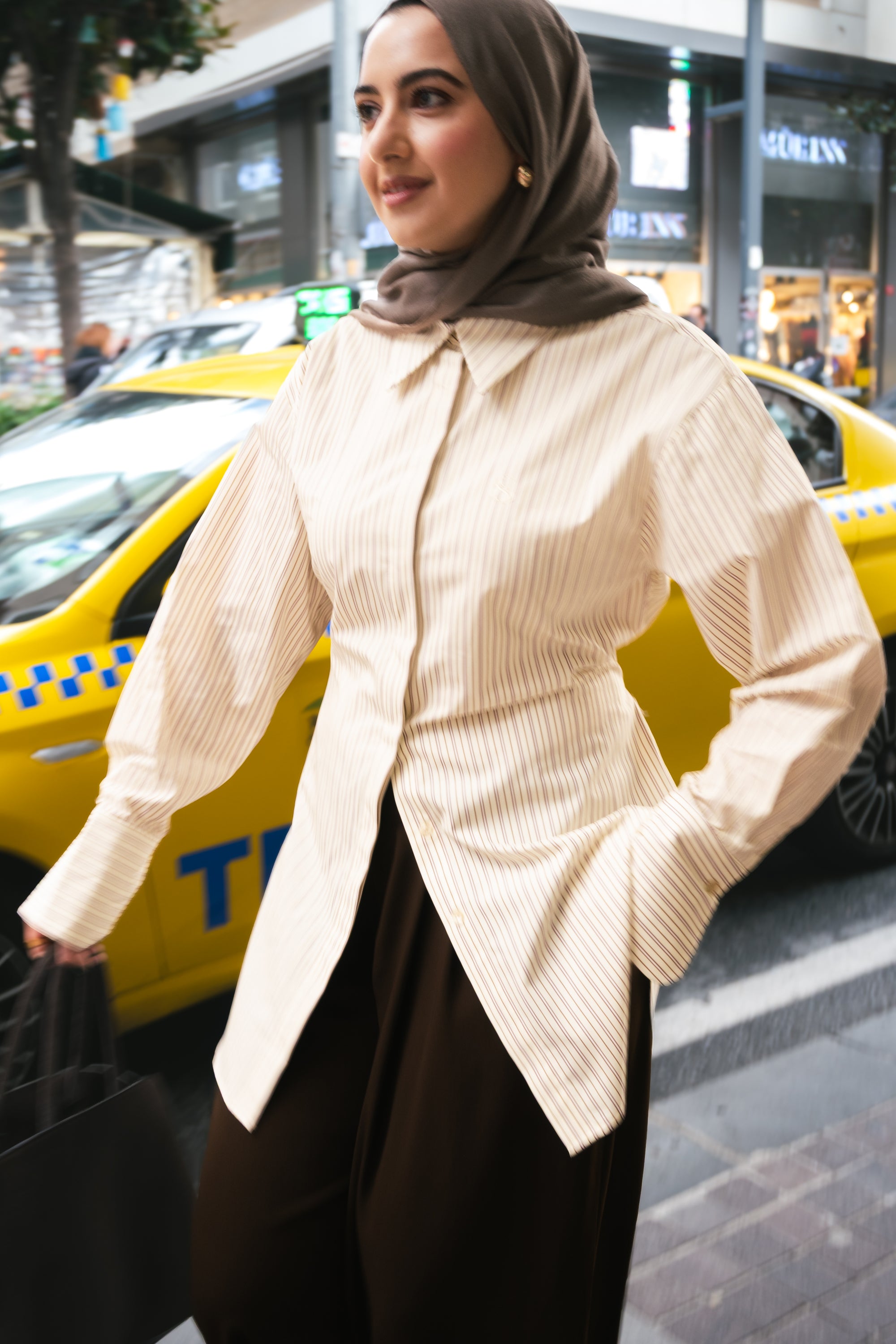 Butter Yellow Striped SE Tie Back Shirt