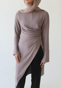 Mink Asymmetric Slit Tunic