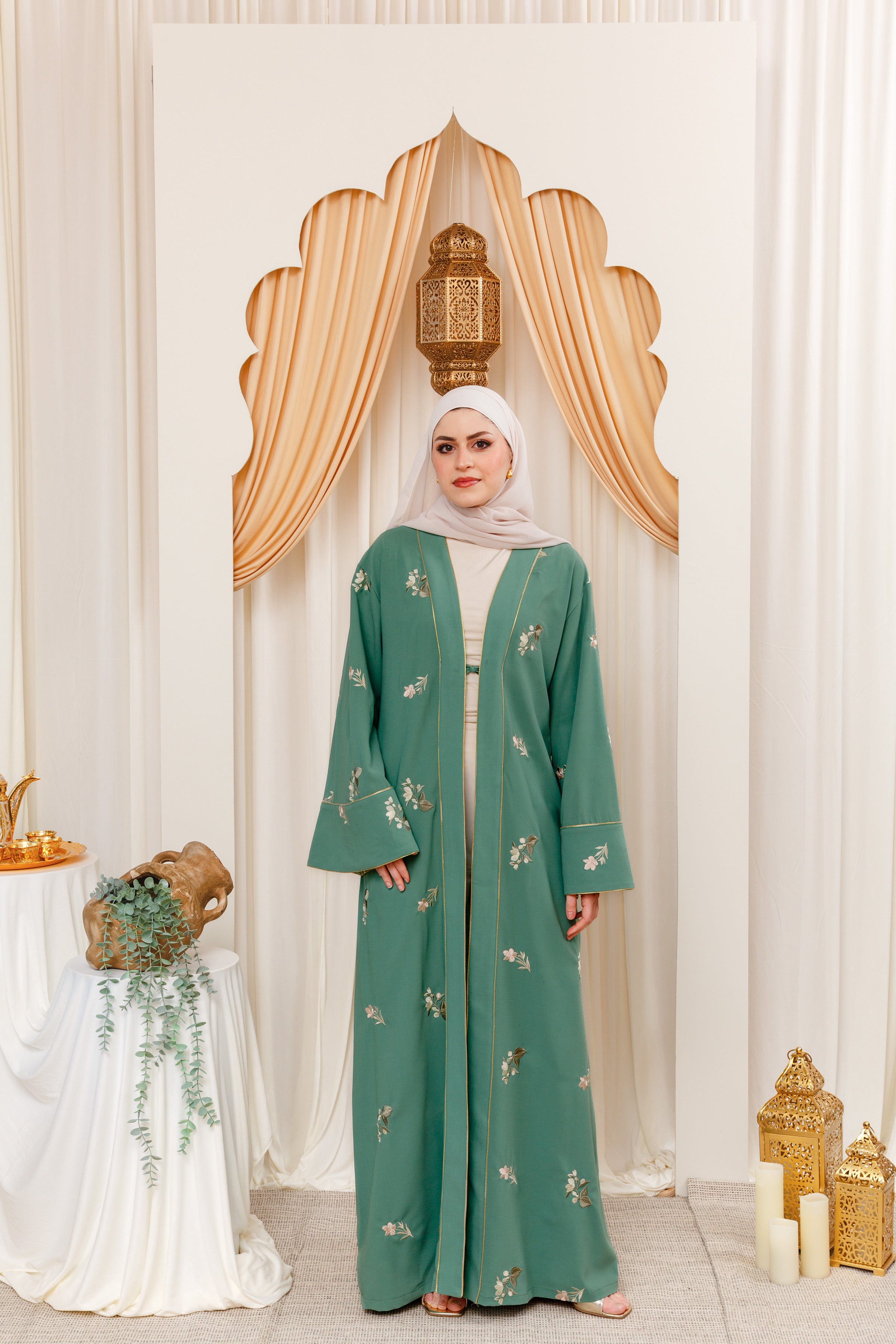 Jade Green Yasmin Embroidered Abaya