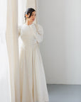 Cream Puff Sleeve Lace Up Dress- Final Sale