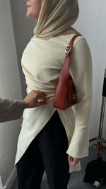 Load image into Gallery viewer, Butter Yellow Asymmetric Slit Tunic

