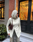 Melon Buttoned Blazer Tunic
