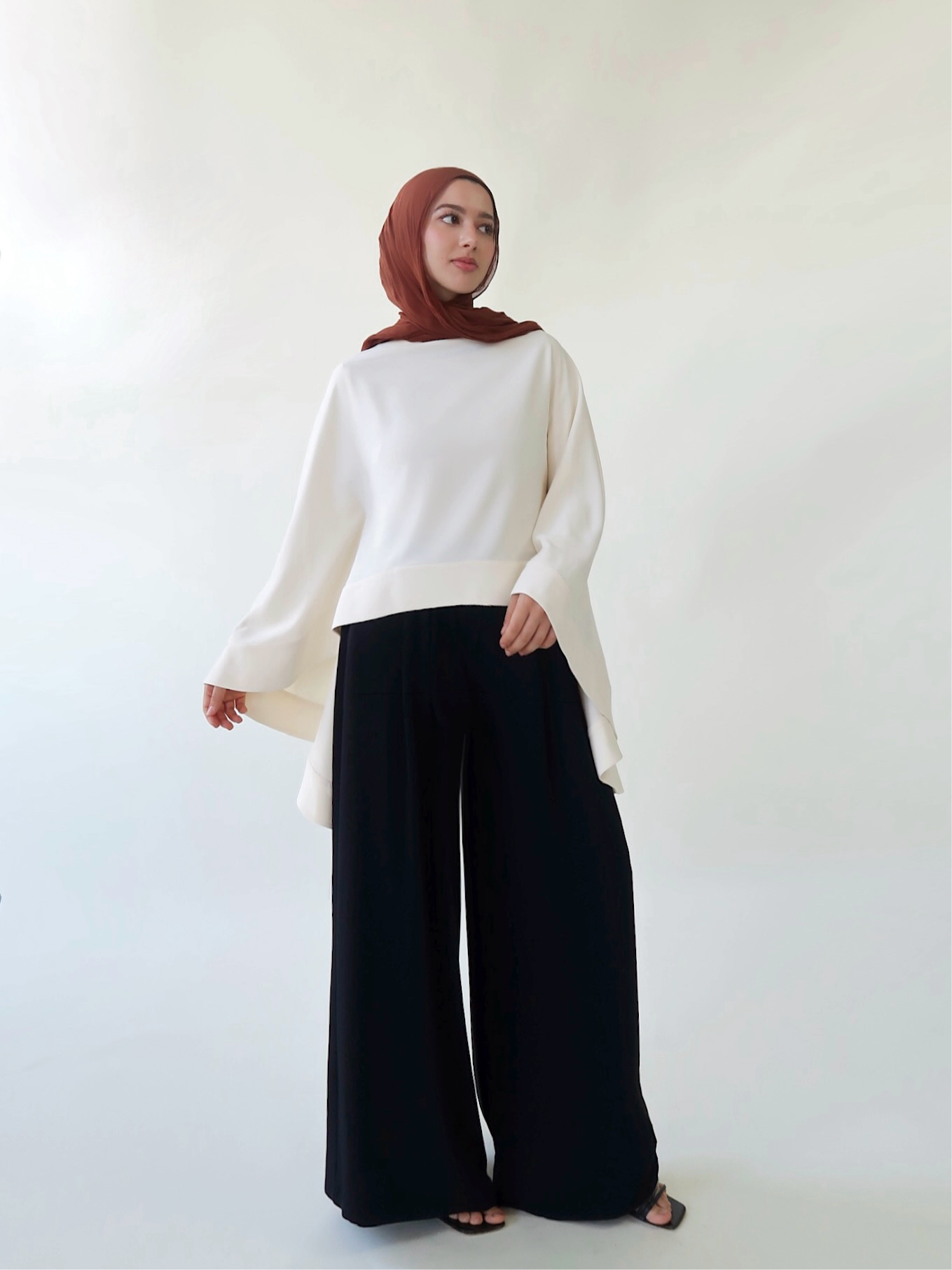 Black & Cream Cape Tunic Set