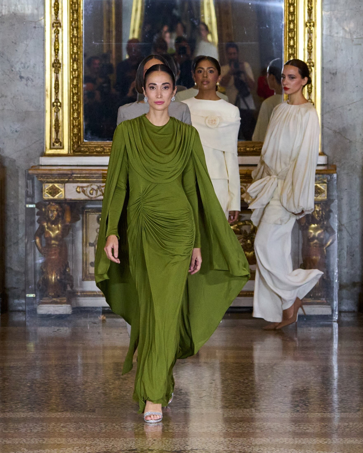 Fern Jersey Cape Gown