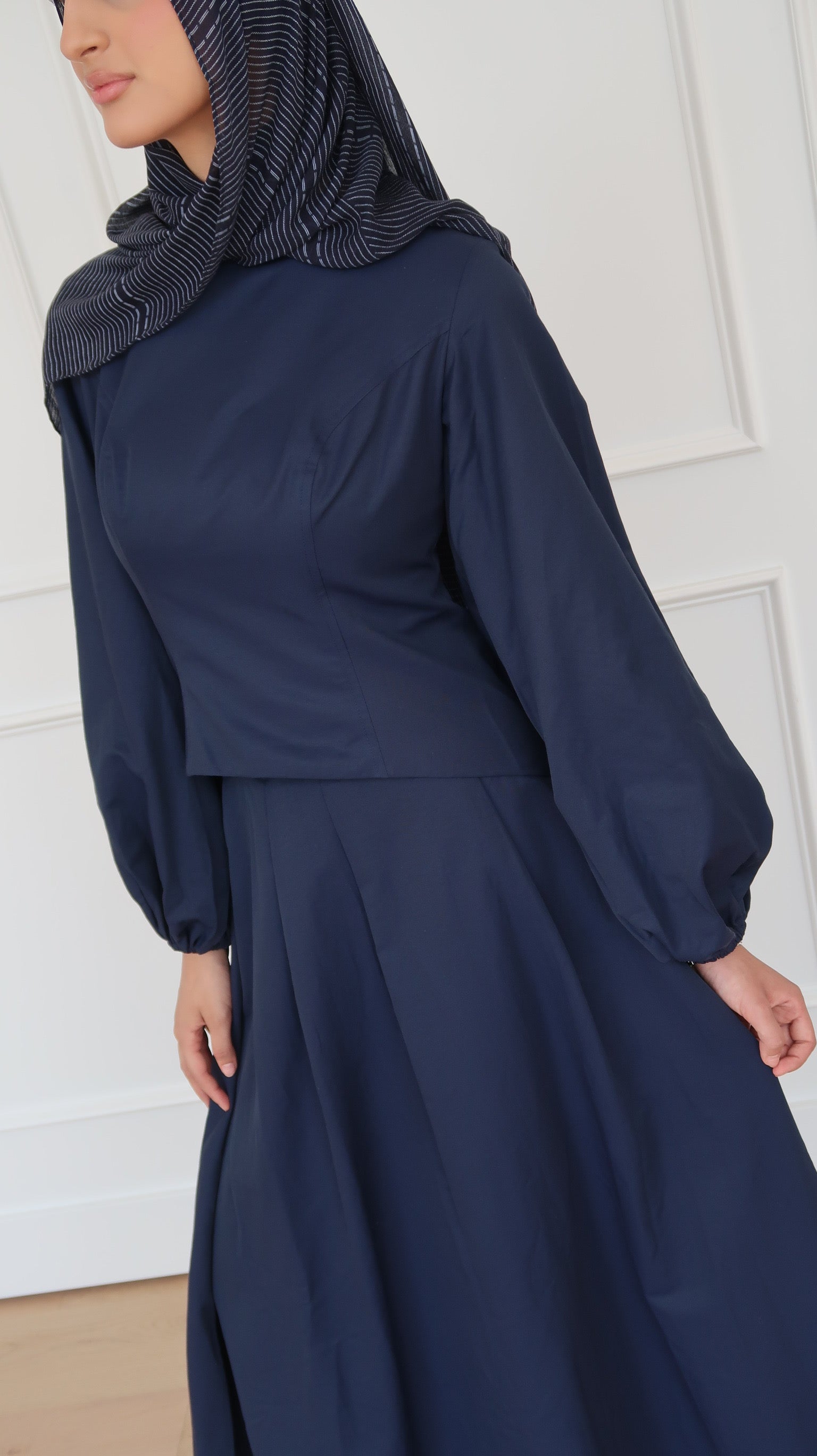 Navy Balloon Top &amp; Maxi Skirt Set