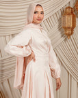 Blush Zip Up Cotton Pleated Dress- Final Sale