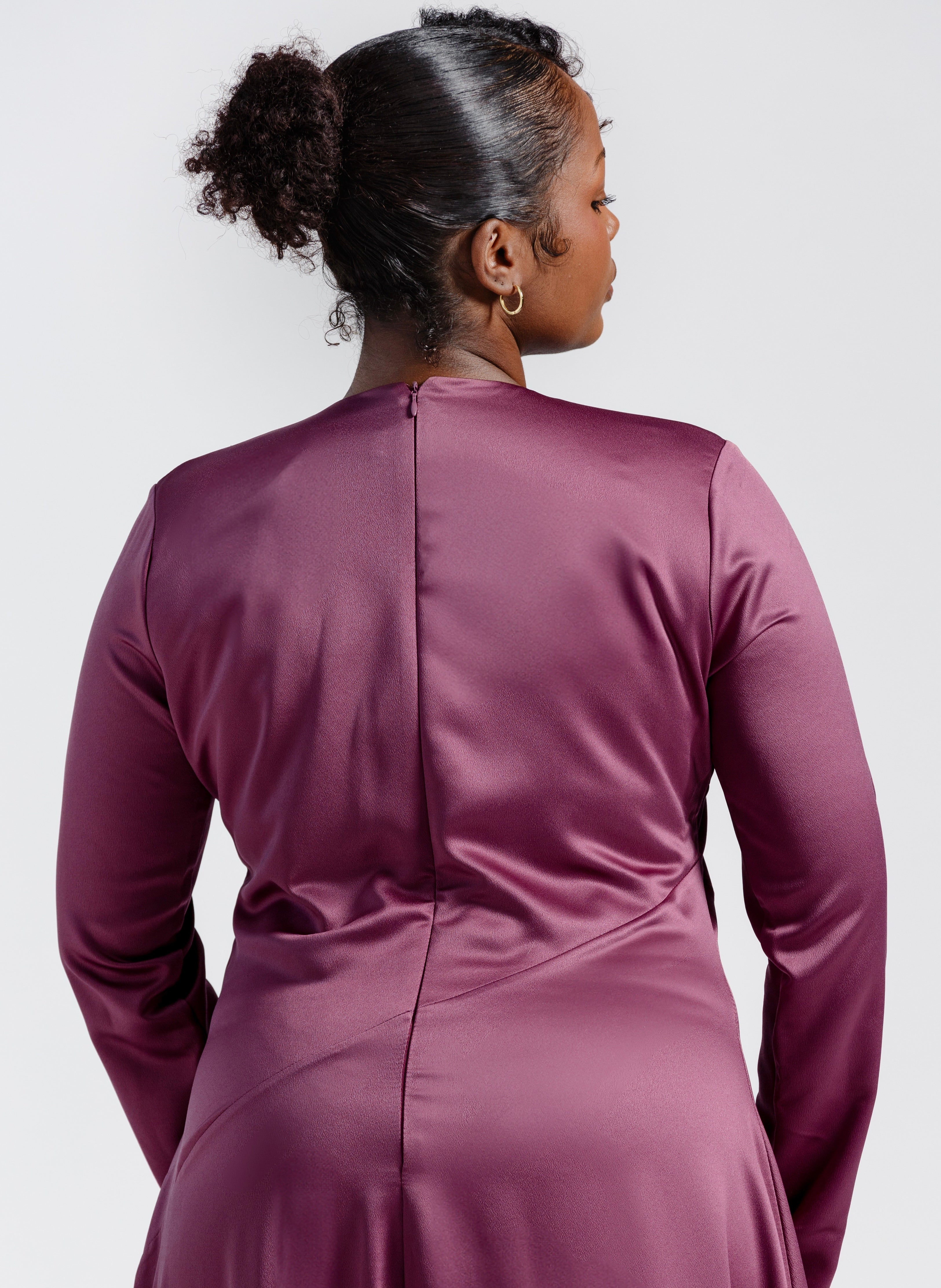 Plum Satin Slip Dress - Final Sale