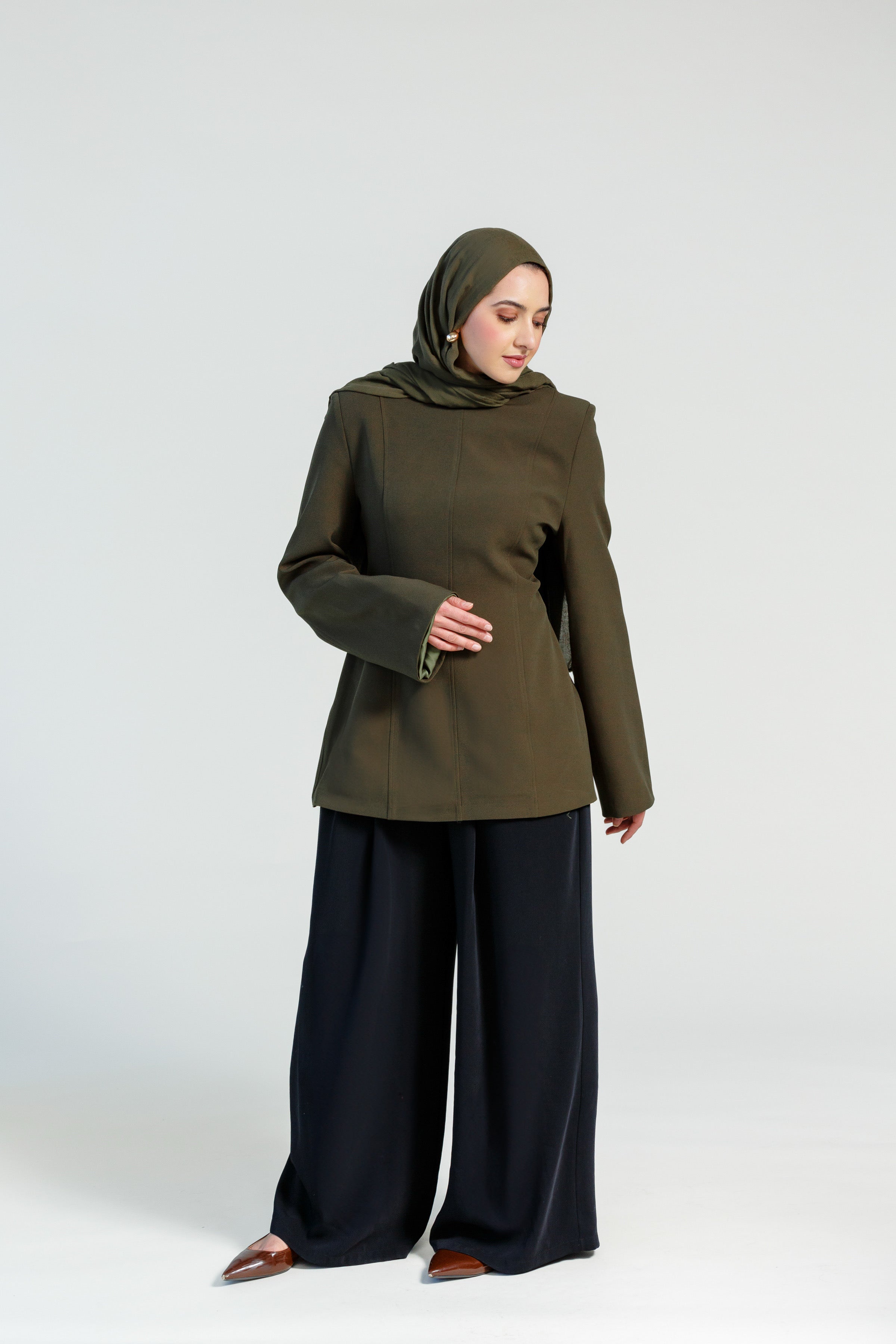 Moss Green Structured Tunic - Final Sale