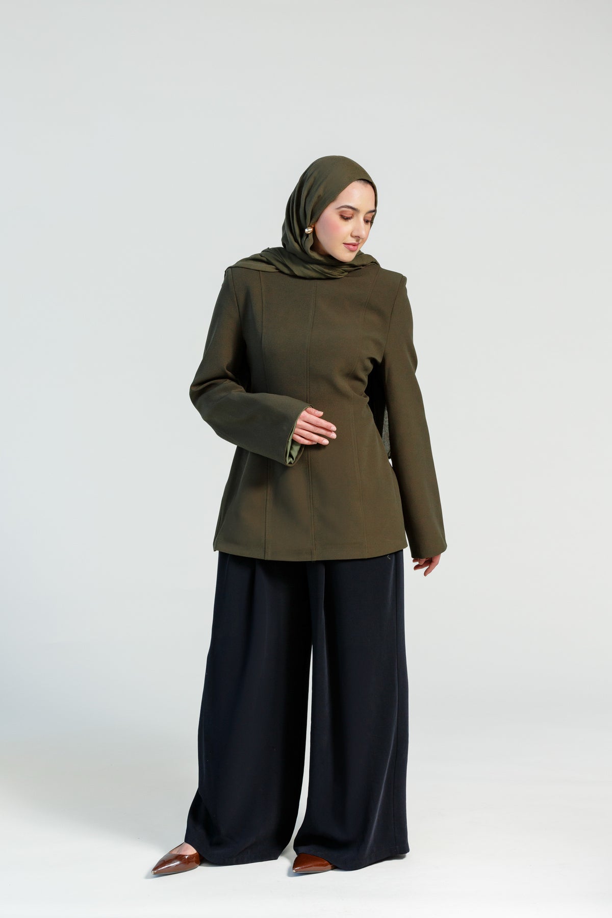 Structured Tunic Moss Green Structured Tunic- Final Sale – Summer Evenings
