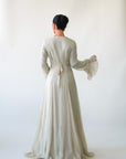 Honeydew Pleated Slit Gown
