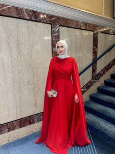 Red Cape Sleeve Gown