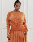 Orange Batwing Jersey Maxi Dress