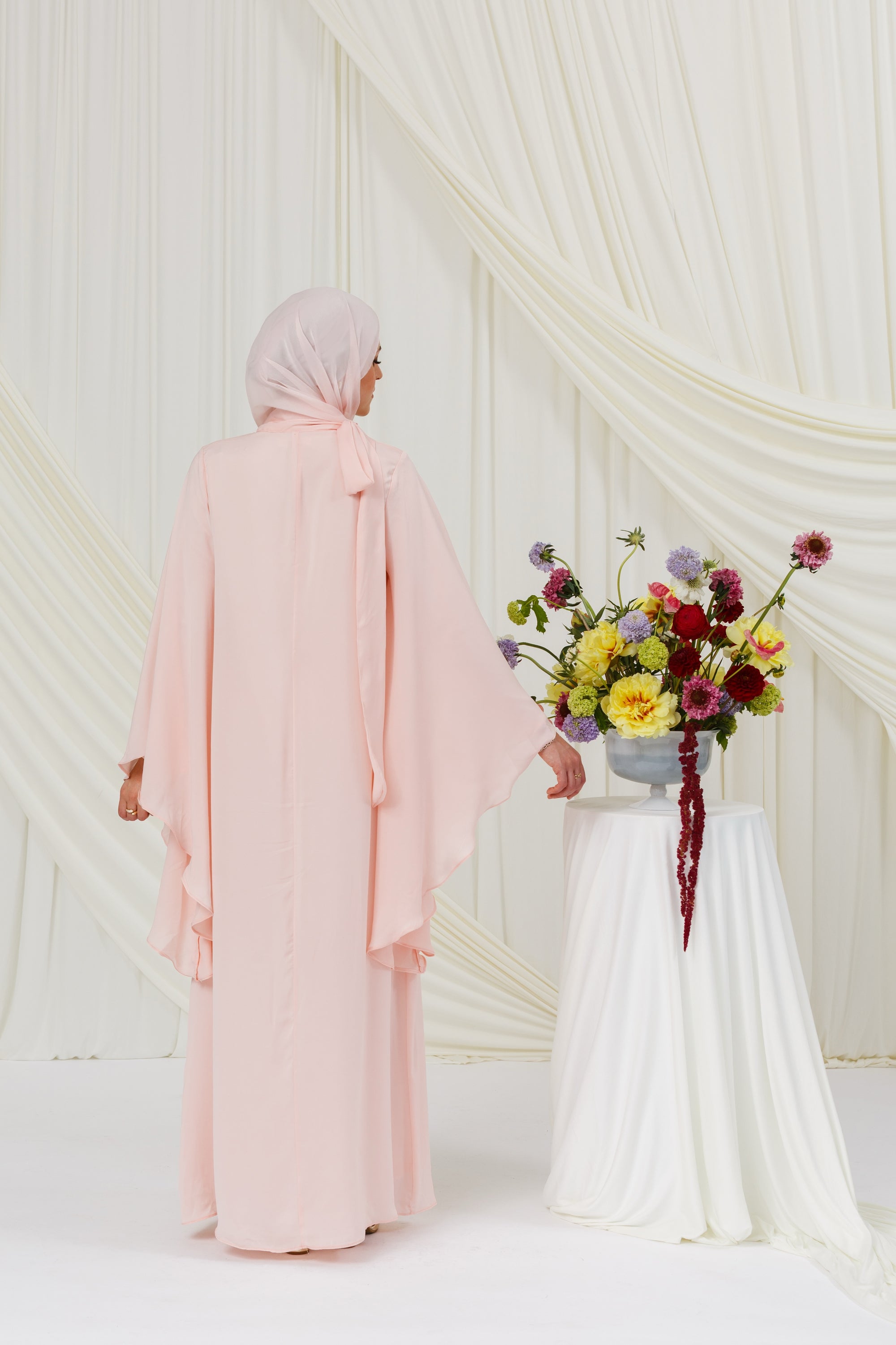 Powder Pink Tie Neck Maxi Dress- Final Sale