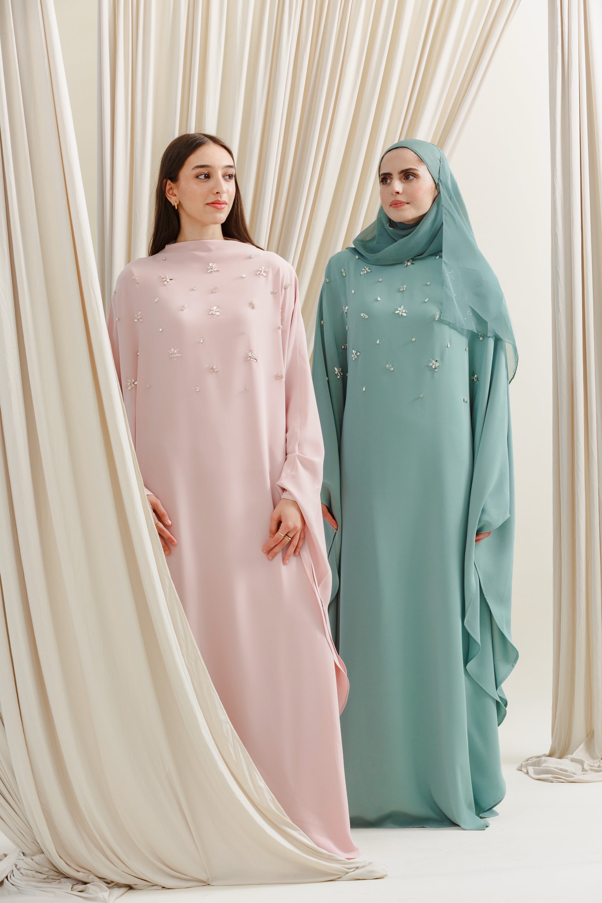 Sea Green Beaded Kaftan Gown- Final Sale