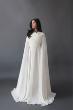 Load image into Gallery viewer, Eggshell White Cape Sleeve Gown
