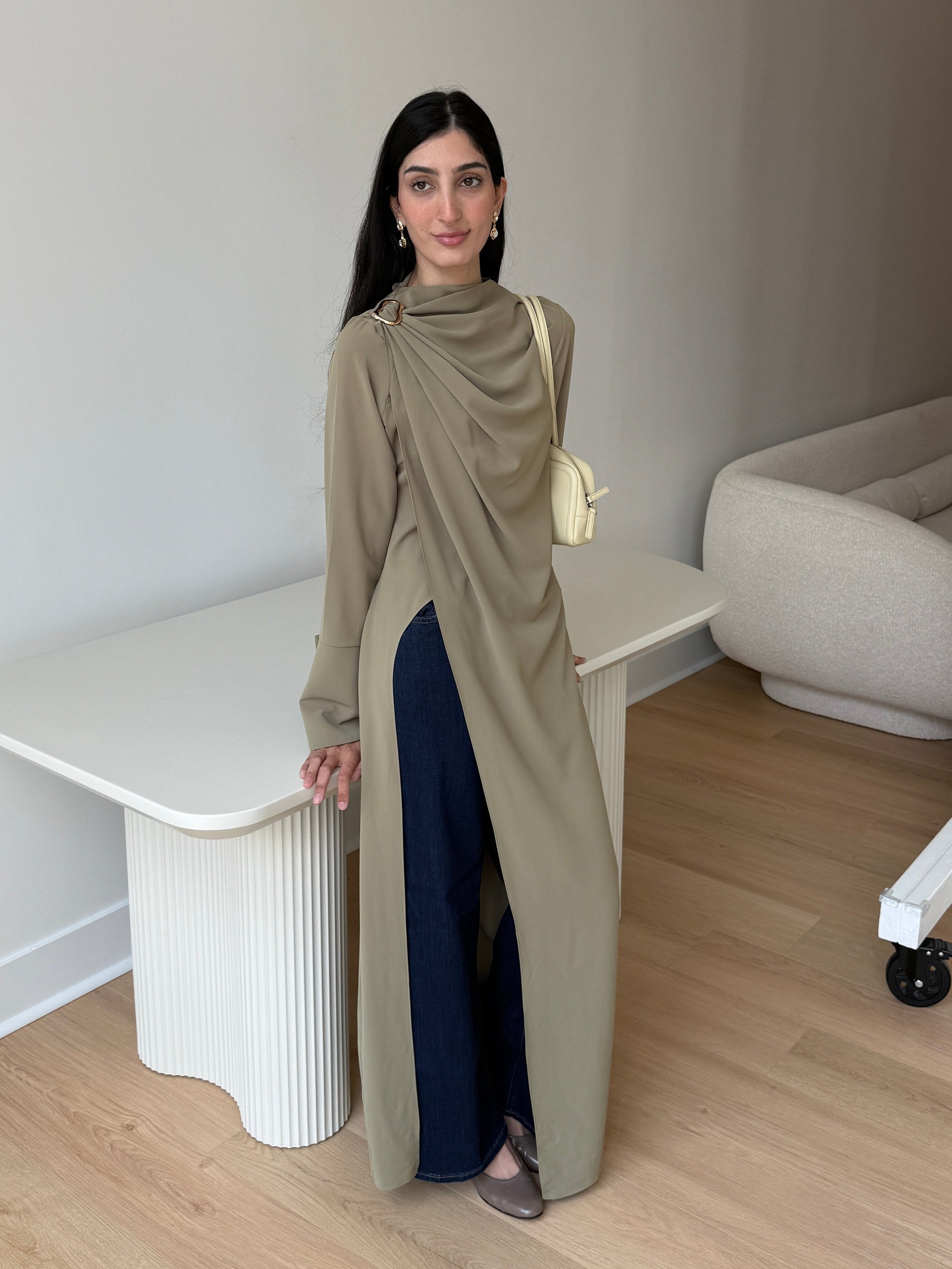 Olive Floor Length Hardware Tunic