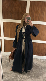 Load image into Gallery viewer, Navy Cinched Cloak
