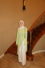 Load image into Gallery viewer, Lime Green Asymmetric Slit Tunic
