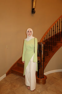 Lime Green Asymmetric Slit Tunic