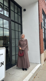 Load image into Gallery viewer, Mink Asymmetric Draped Dress - Final Sale
