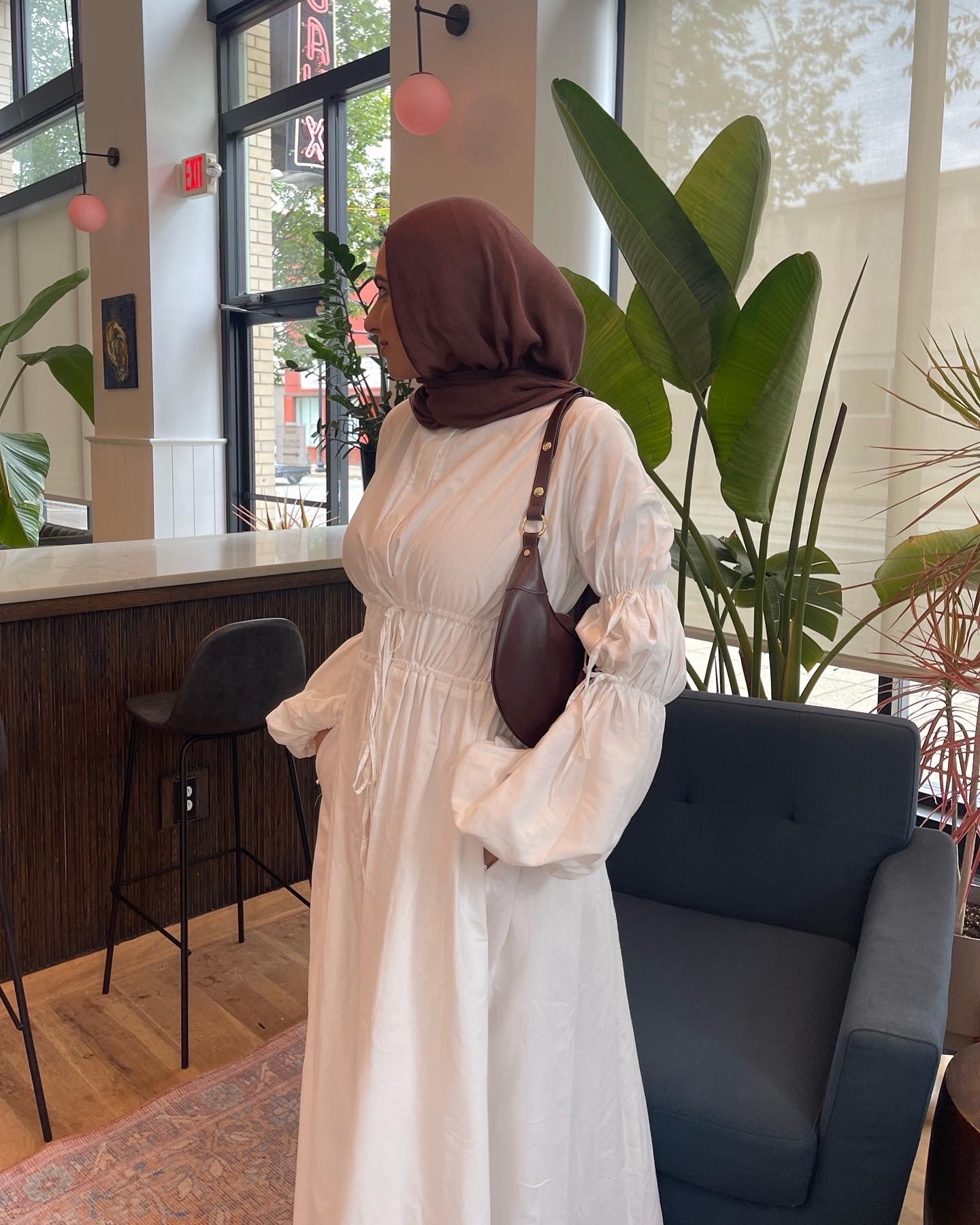 White Cinched Lace Up Dress