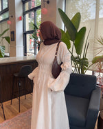 Load image into Gallery viewer, White Cinched Lace Up Dress

