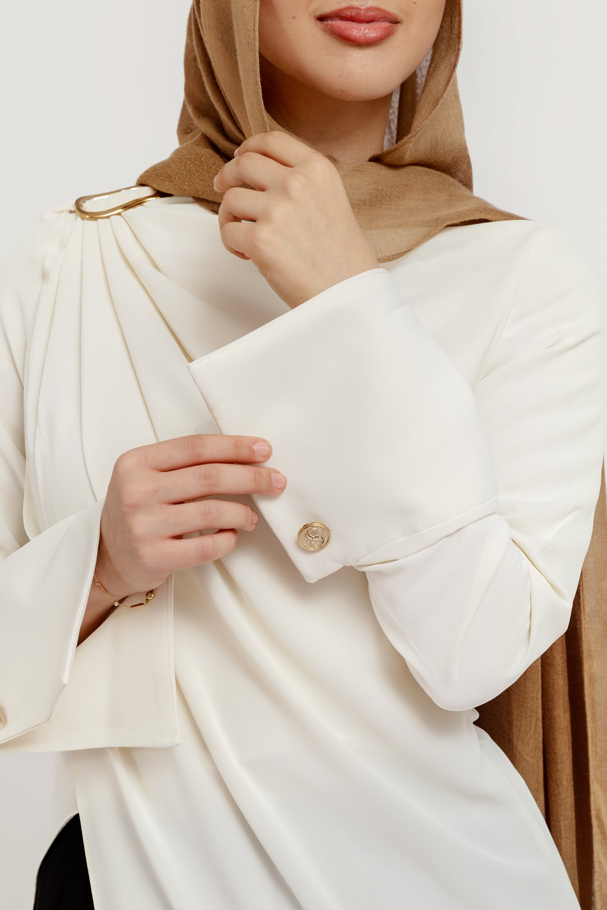 Ivory Floor Length Hardware Tunic