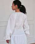 White Cotton Smocked Tunic
