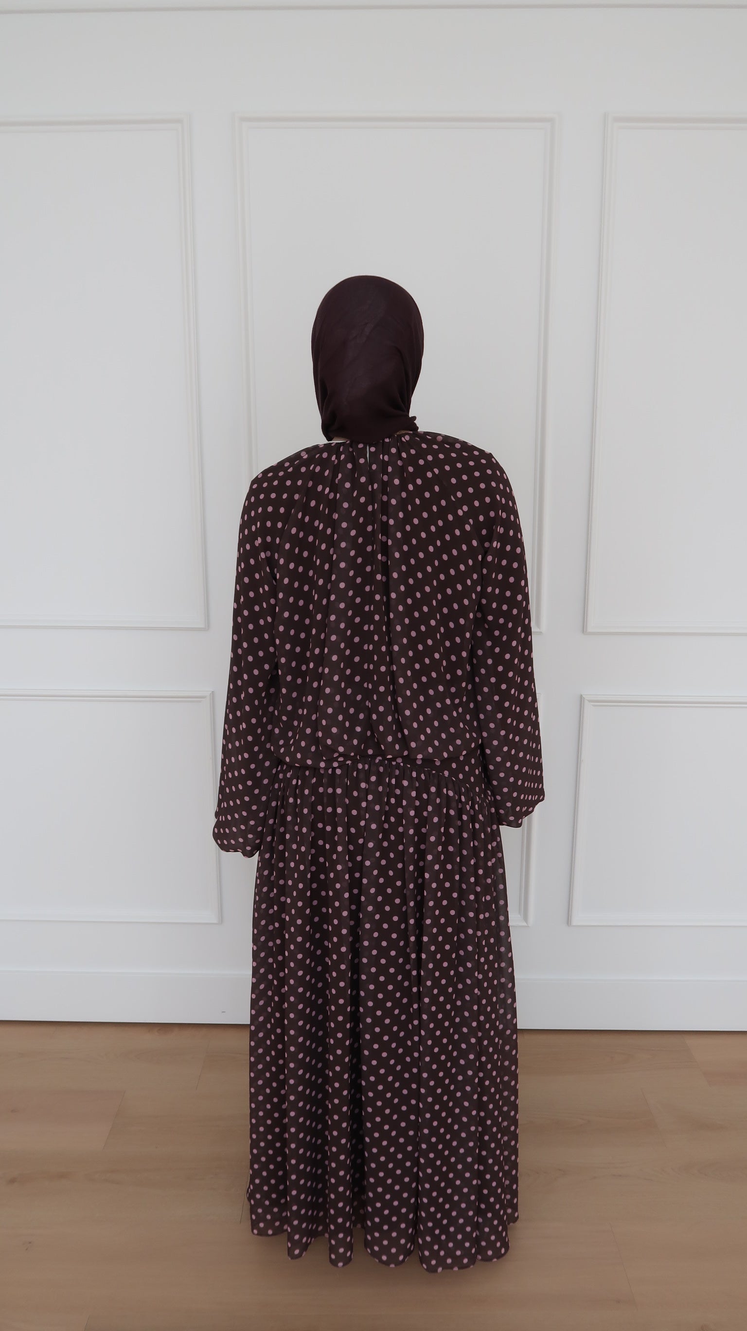 Brown &amp; Pink Polkadot Low Waisted Skirt Set