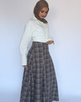 Brown Plaid Flare Skirt