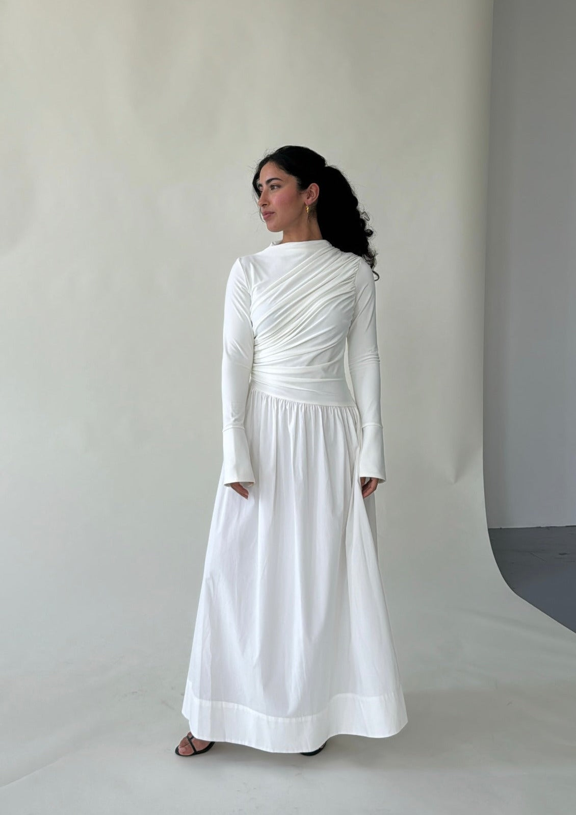 White Asymmetric Draped Dress Summer Evenings White Asymmetric Draped Dress Summer Evenings