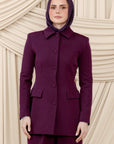 Plum Peplum Buttoned Blazer