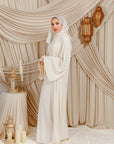 Cream Low Waisted Abaya Set (3 pcs)- Final Sale