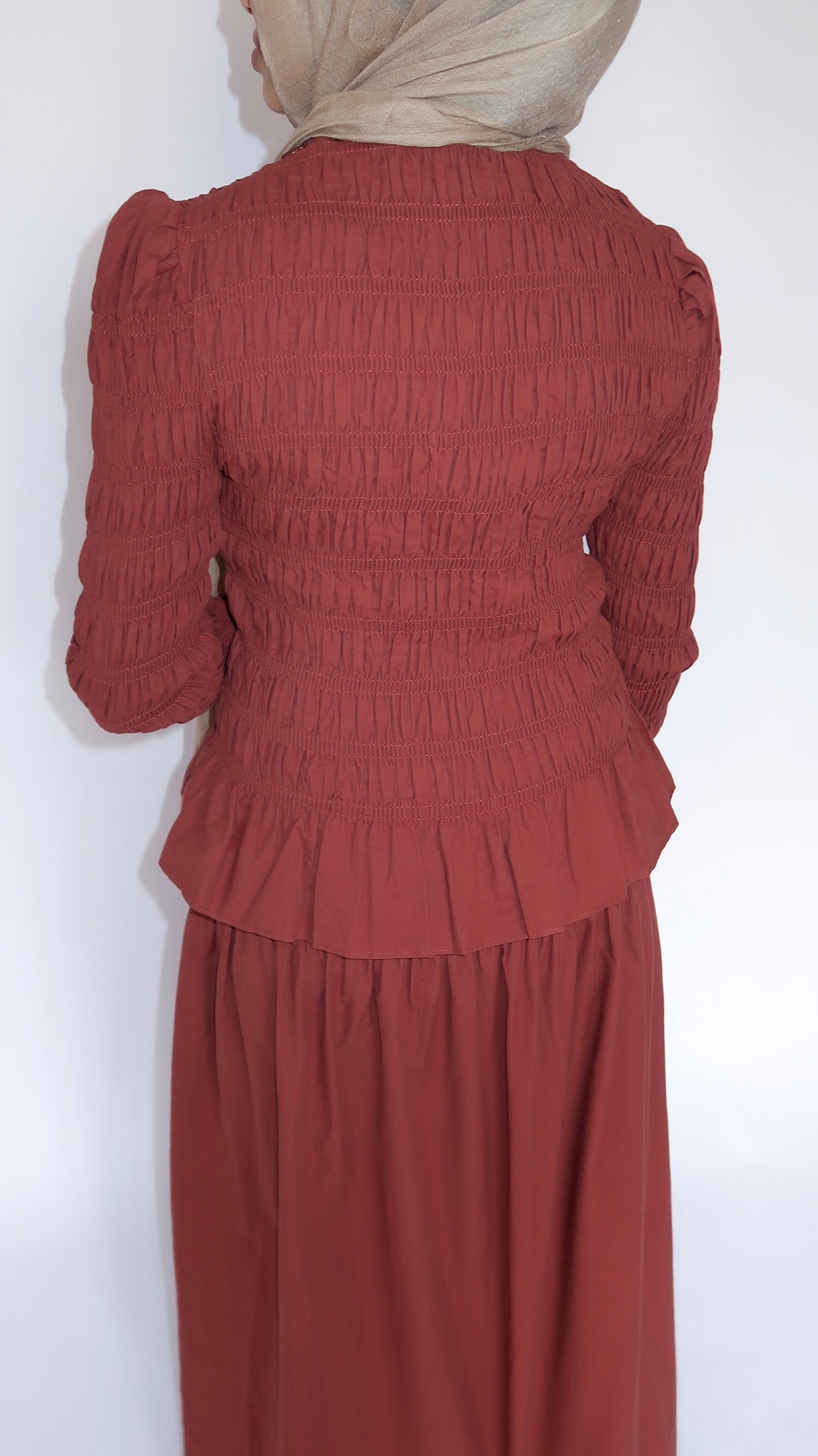 All Spice Ruched Peplum Top