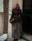 Brown Plaid Flare Skirt