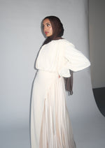 Load image into Gallery viewer, Pearl Cream Asymmetric Tunic Set + Slip Pants (3 Pc)
