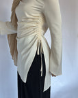Cream Satin Ruched Tunic