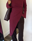 Burgundy Asymmetric Slit Tunic