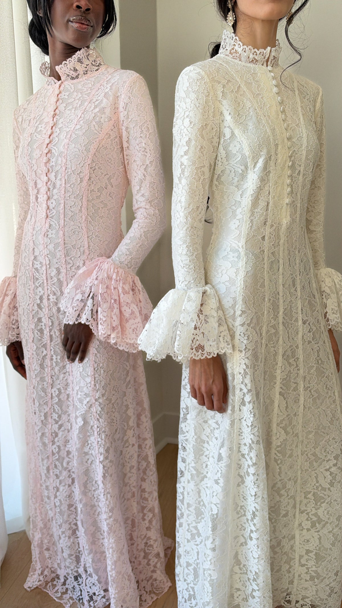 Pink Bell Sleeve Lace Dress