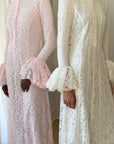 Pink Bell Sleeve Lace Dress