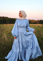 Load image into Gallery viewer, Ocean Blue Drop Waist Tiered Dress
