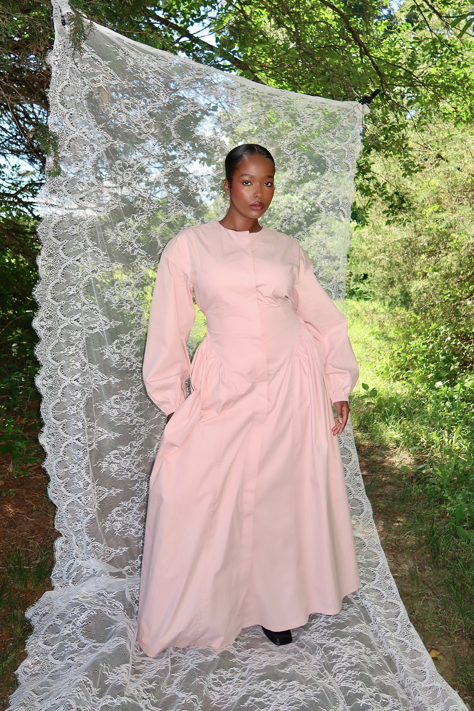 Rose Cinched Buttoned Dress