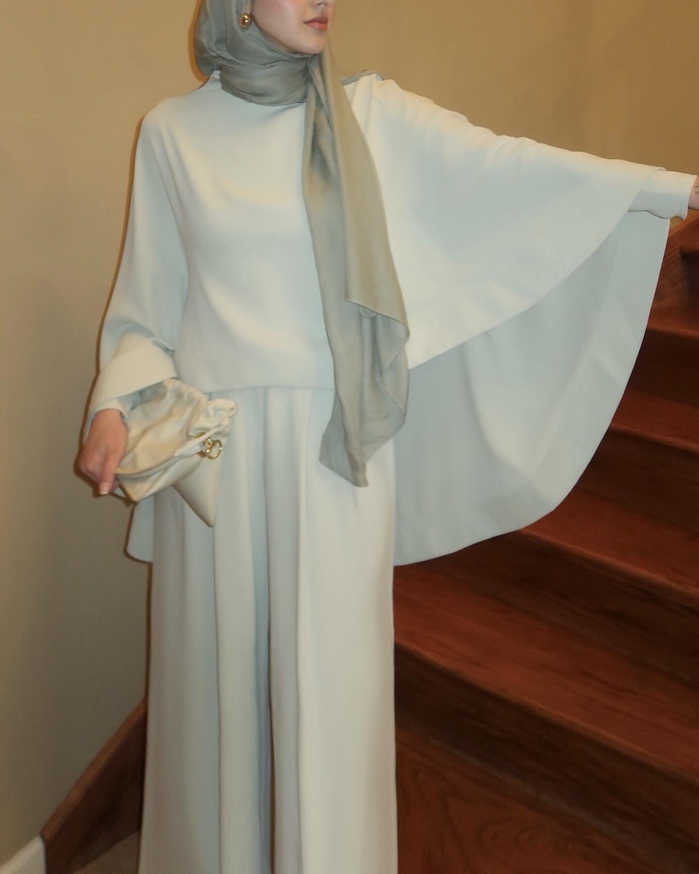 Mint Gray Cape Tunic Set