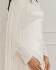 Ivory Embellished Chiffon Cape Gown