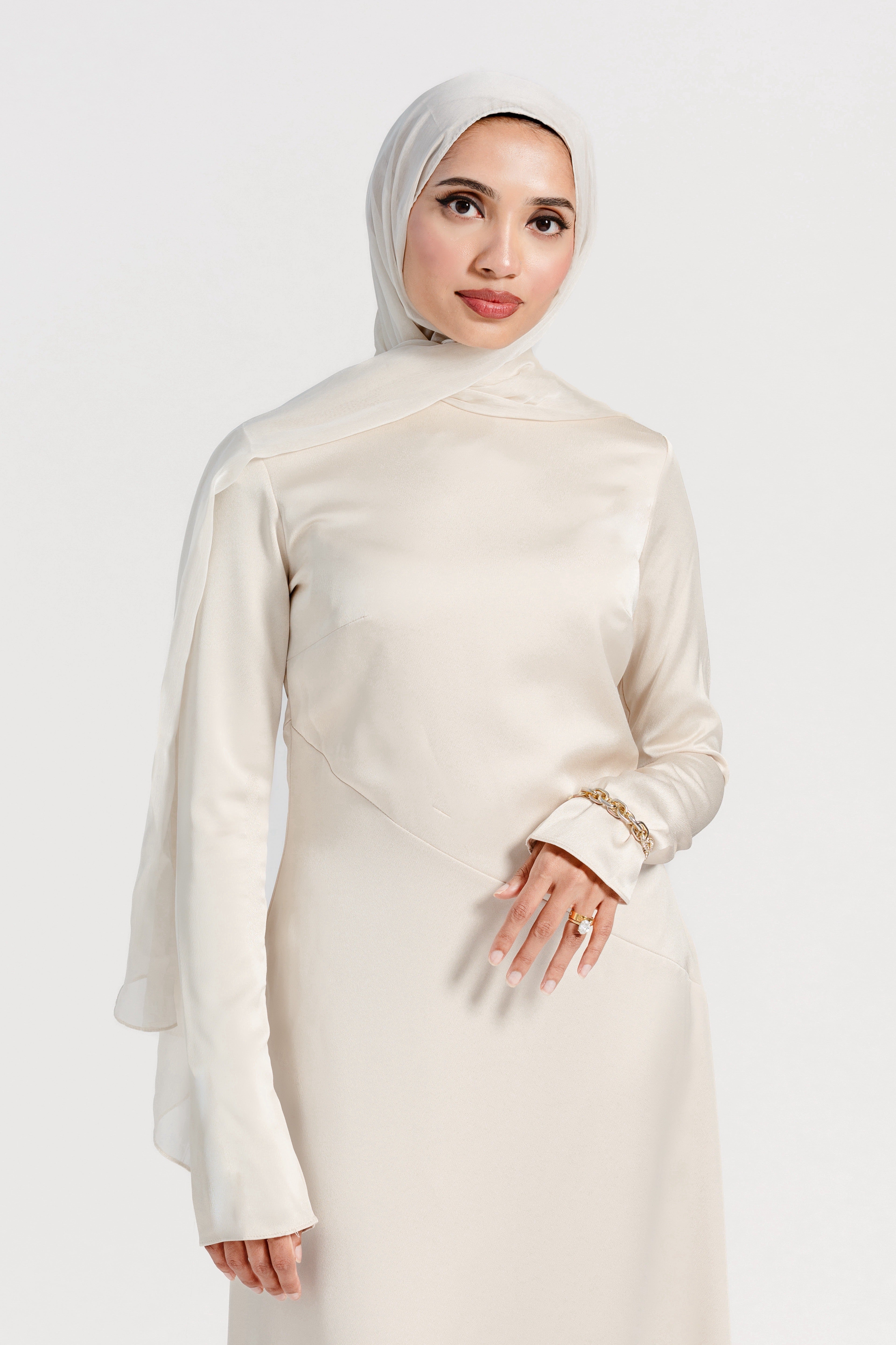 Cream Satin Slip Dress